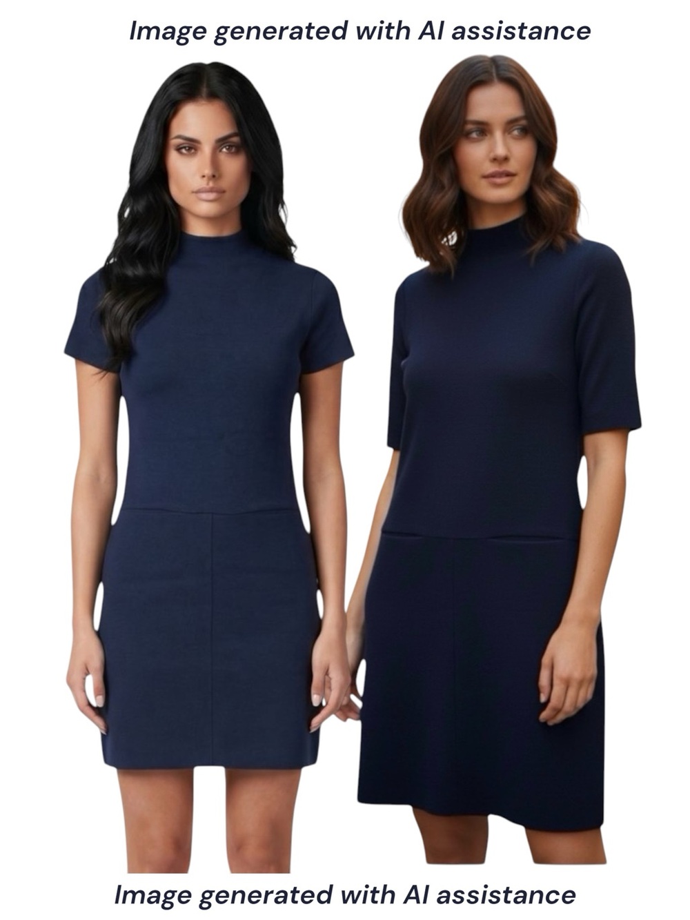 NWT NEBO size 8 (40 in brand) navy mock neck short sleeve dress